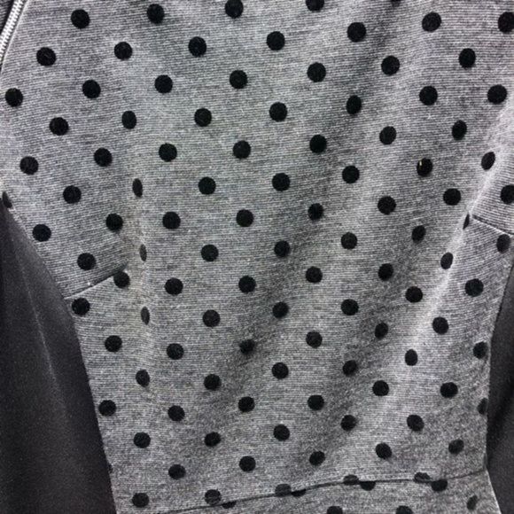 113. Enfocus Petite Polka Dot Black and Gray Dress 10P - Picture 5 of 14